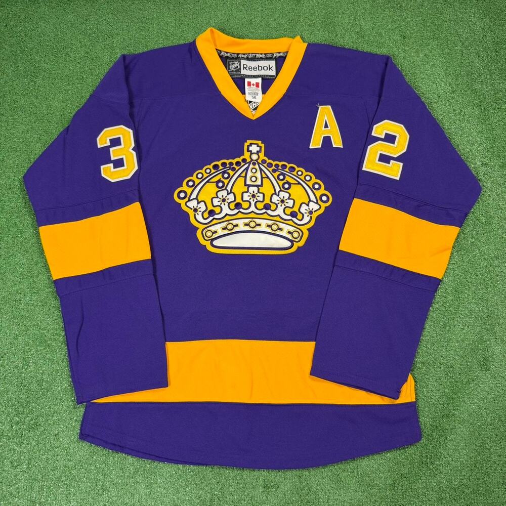 LA Kings Jonathan Quick  Purple Gold Jersey Reebok Canada 48 Authentic NHL